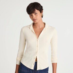 NWT Madewell Camp Long-Sleeve Top in Vintage Ivory, Size XL